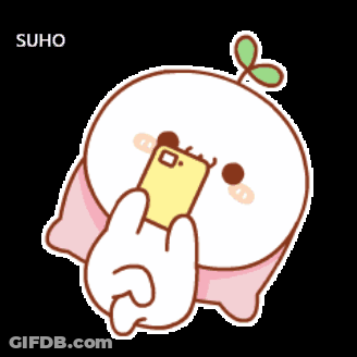 Cartoon Character Holding Cellphone GIF