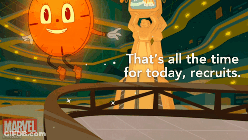Cartoon Character Holding Clock GIF