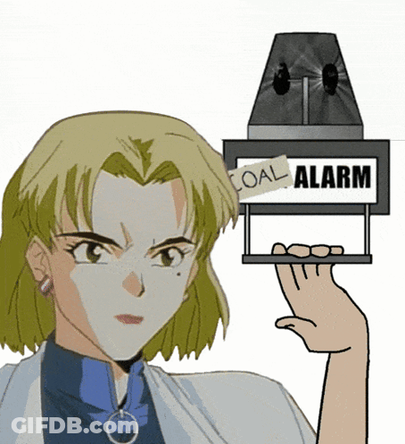 Cartoon Character Holding Coal Alarm Sign GIF