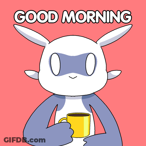 Cartoon Character Holding Coffee Good Morning GIF