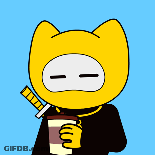 Cartoon Character Holding Coffee With Straw GIF