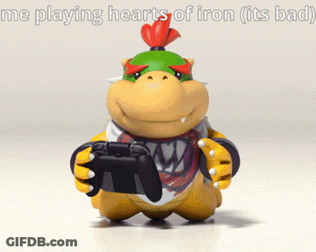 Cartoon Character Holding Controller Me Playing Hearts Of Iron Its Bad GIF
