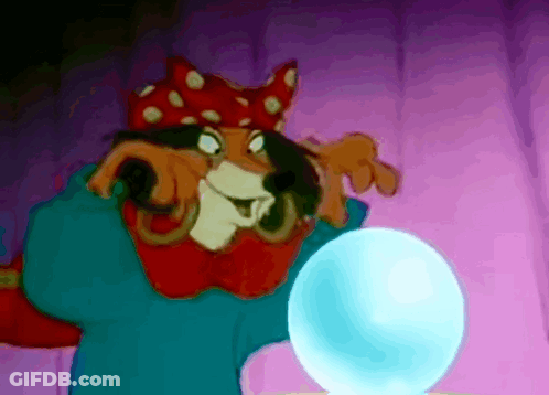 Cartoon Character Holding Crystal Ball GIF