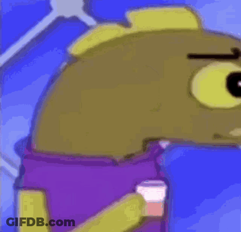 Cartoon Character Holding Cup GIF