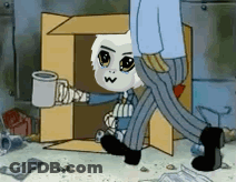 Cartoon Character Holding Cup In Box Man Passing GIF