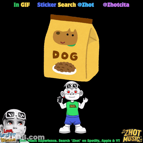Cartoon Character Holding Dog Food Above Head GIF