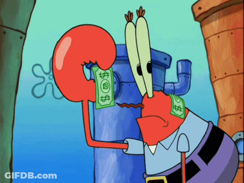 Cartoon Character Holding Dollar Bill GIF