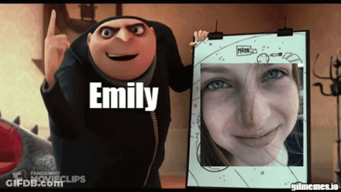 Cartoon Character Holding Emily Photo GIF