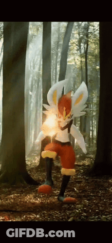 Cartoon Character Holding Fireball In Forest GIF