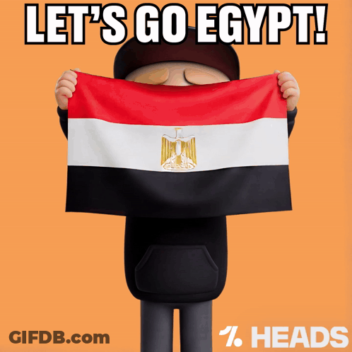 Cartoon Character Holding Flag Saying Let's Go Egypt GIF