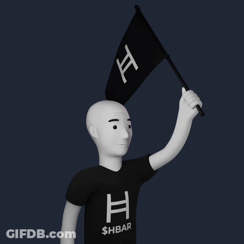 Cartoon Character Holding Flag With Letter H GIF