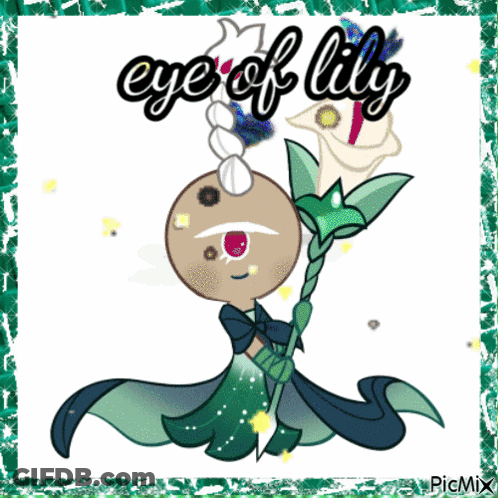 Cartoon Character Holding Flower Eye Of Lily GIF