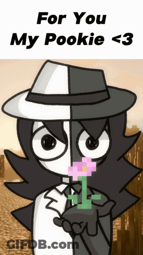Cartoon Character Holding Flower Saying For You My Pookie <3 GIF