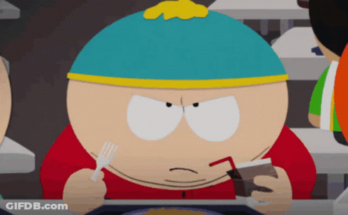 Cartoon Character Holding Fork And Drink GIF