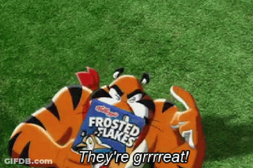 Cartoon Character Holding Frosted Flakes GIF