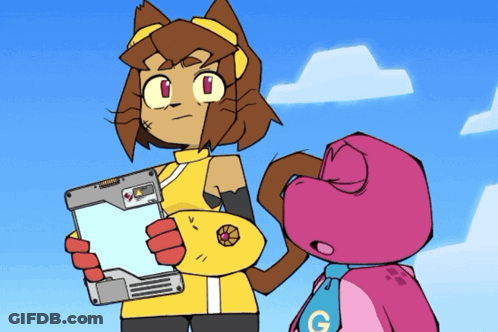 Cartoon Character Holding G Device GIF