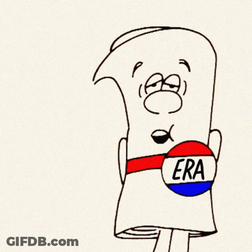 Cartoon Character Holding Gavel And Era Sign GIF
