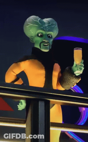 Cartoon Character Holding Glass Of Champagne GIF