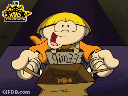 Cartoon Character Holding GM37 Box GIF