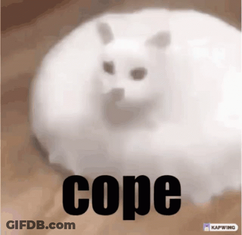 Cartoon Character Holding Green Bottle Saying Hopium Cope GIF