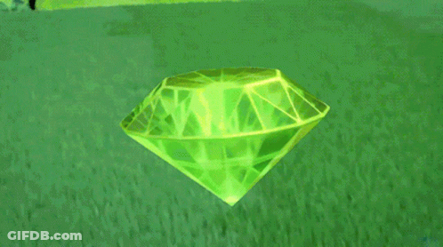 Cartoon Character Holding Green Diamond GIF