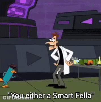 Cartoon Character Holding Green Gun Saying You Either A Smart Fella GIF
