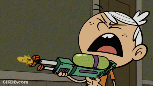 Cartoon Character Holding Green Water Gun GIF