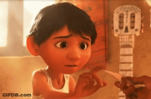 Cartoon Character Holding Guitar In Front Of Skull GIF