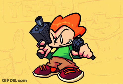 Cartoon Character Holding Gun And Microphone Saying Yes GIF