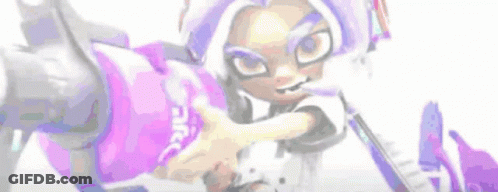Cartoon Character Holding Gun In Purple Squid Shirt GIF