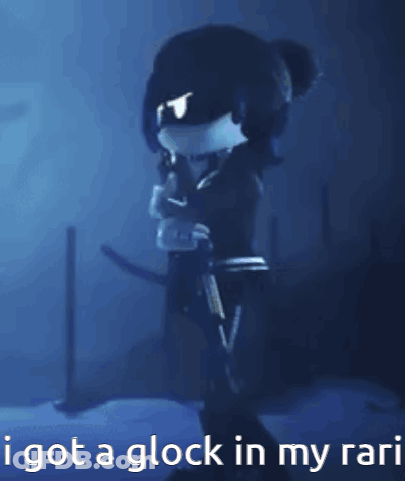 Cartoon Character Holding Gun Saying I Got A Glock In My Rari GIF