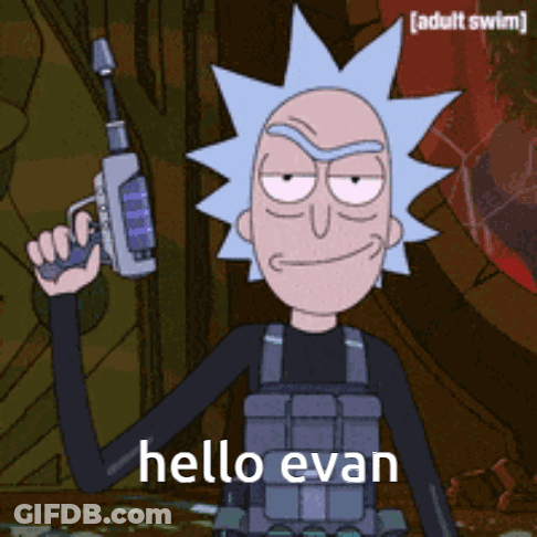 Cartoon Character Holding Gun Says Hello Evan GIF