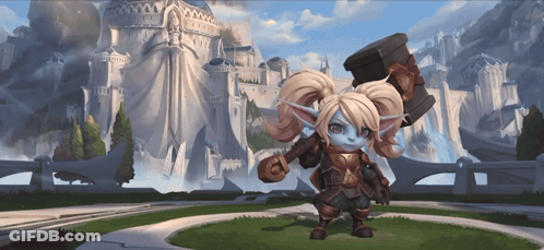 Cartoon Character Holding Hammer Before Castle GIF