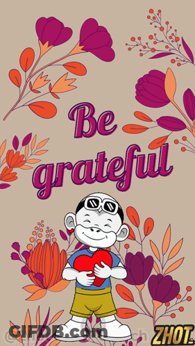 Cartoon Character Holding Heart Be Grateful GIF
