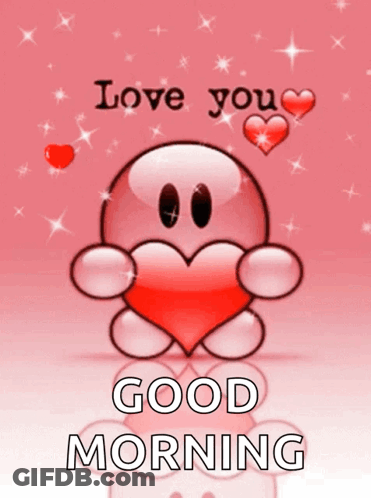 Cartoon Character Holding Heart Love You Good Morning GIF