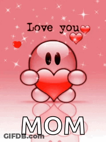 Cartoon Character Holding Heart Love You Mom GIF