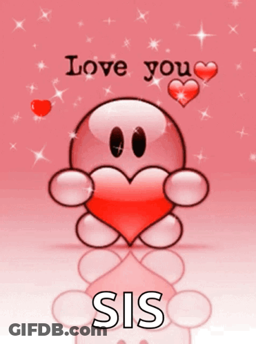 Cartoon Character Holding Heart Love You Sis GIF