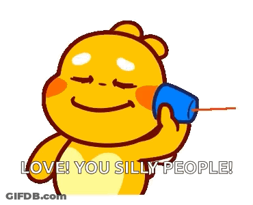 Cartoon Character Holding Heart Saying Love You Silly People GIF