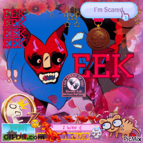 Cartoon Character Holding I'm Scared Button GIF