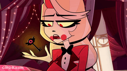 Cartoon Character Holding Key With Red Eye GIF