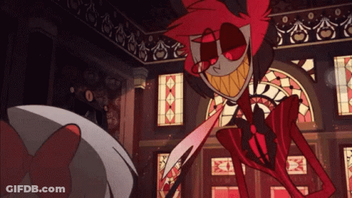Cartoon Character Holding Knife In Room GIF