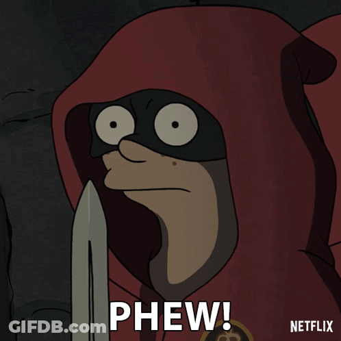 Cartoon Character Holding Knife Phew GIF