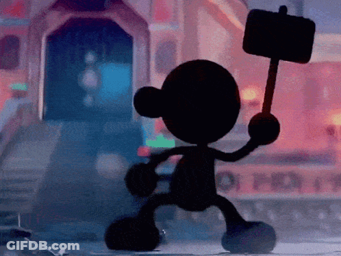 Cartoon Character Holding Large Hammer GIF