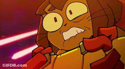 Cartoon Character Holding Laser Gun Making Funny Face GIF