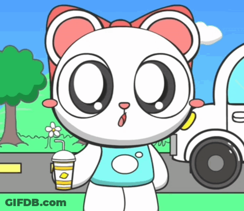 Cartoon Character Holding Lemon Cup GIF