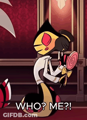 Cartoon Character Holding Lollipop Asking Who Me GIF