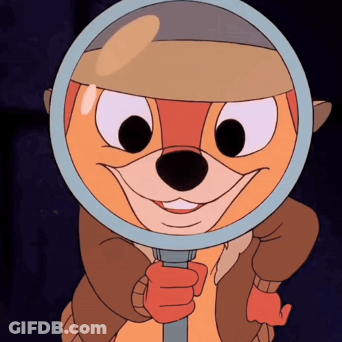 Cartoon Character Holding Magnifying Glass To Face GIF