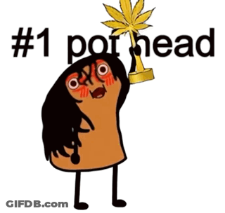 Cartoon Character Holding Marijuana Leaf #1 Pot Head GIF