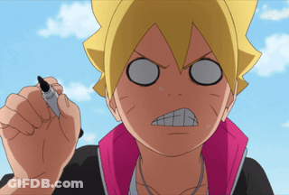 Cartoon Character Holding Marker Making Funny Face GIF