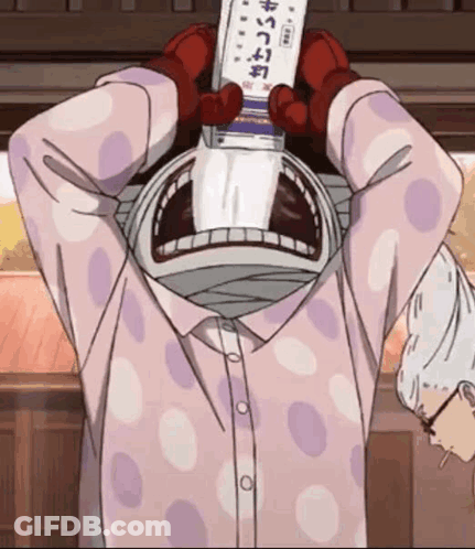 Cartoon Character Holding Milk Over Head GIF